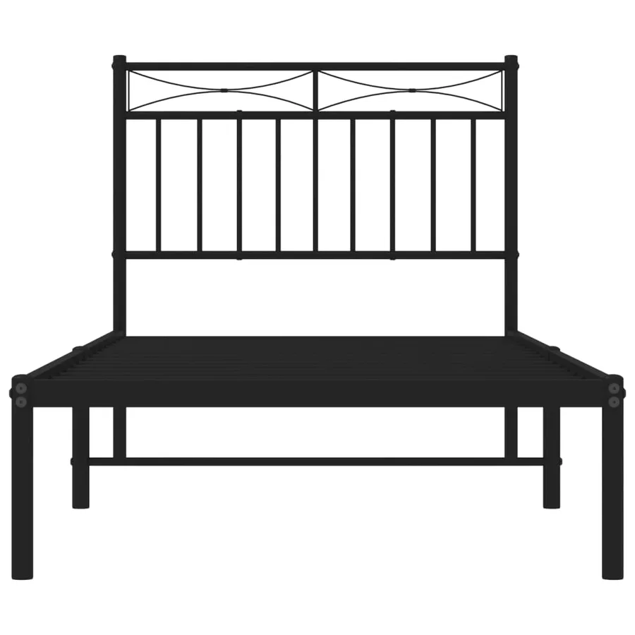 Cadre de lit métal sans matelas avec tête de lit noir 90x190 cm - 5