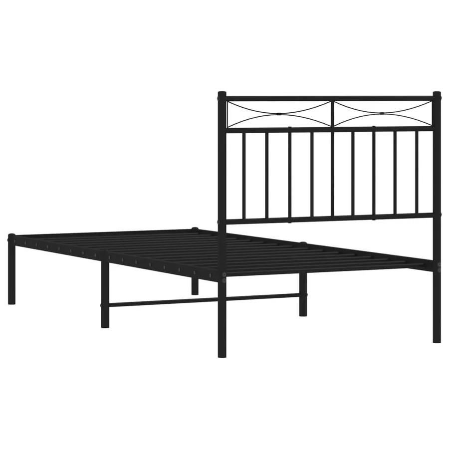 Cadre de lit métal sans matelas avec tête de lit noir 90x190 cm - 7