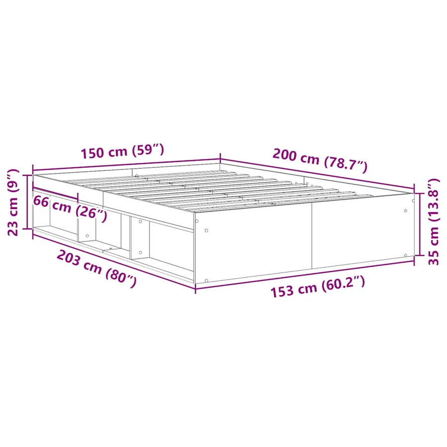 Cadre de lit sans matelas blanc 150x200 cm - 10