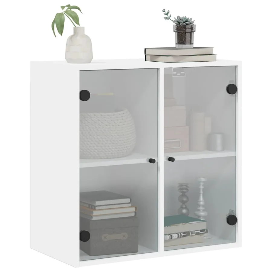 Armoire murale avec portes en verre blanc 68x37x68,5 cm - 4