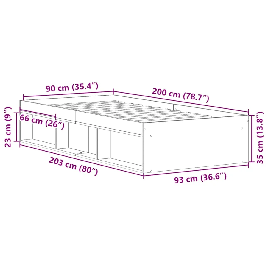 Cadre de lit sans matelas blanc 90x200 cm - 10