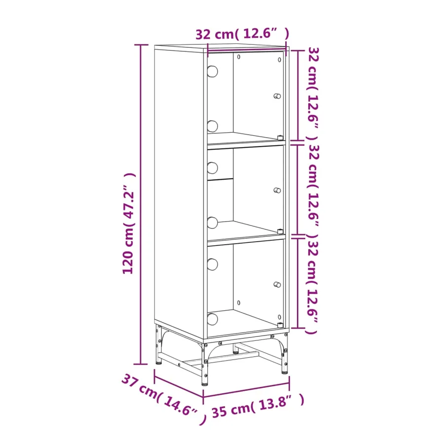 Buffet avec portes en verre blanc 35x37x120 cm - 12