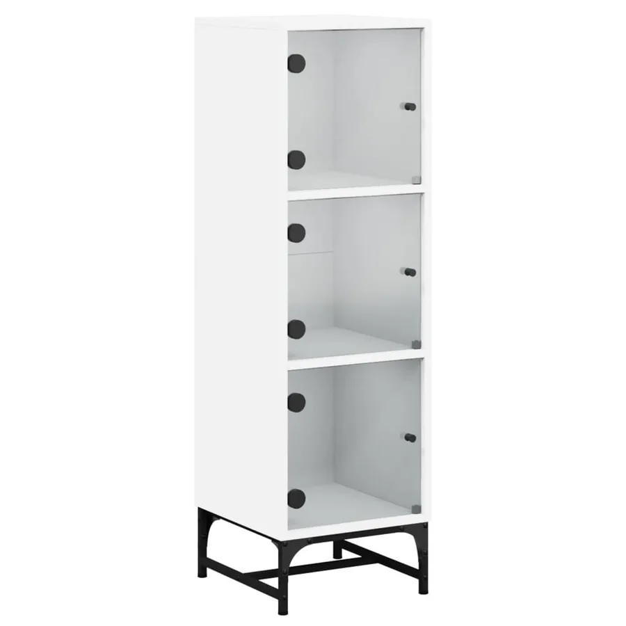 Buffet avec portes en verre blanc 35x37x120 cm - 2