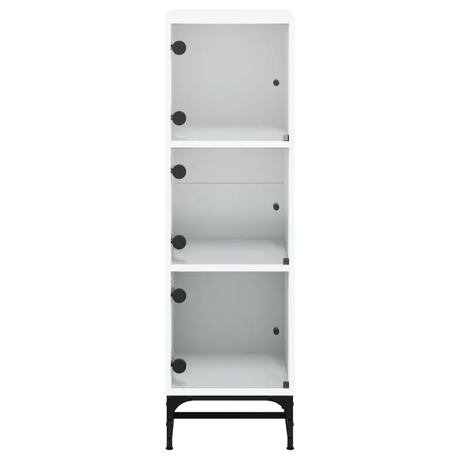 Buffet avec portes en verre blanc 35x37x120 cm - 6