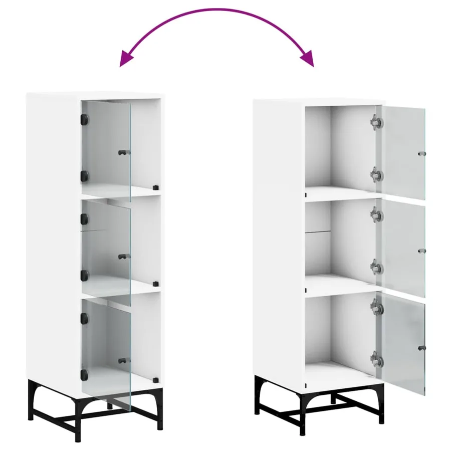 Buffet avec portes en verre blanc 35x37x120 cm - 9