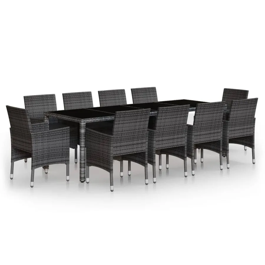 Ensemble à manger de jardin 11 pcs résine tressée gris - 2