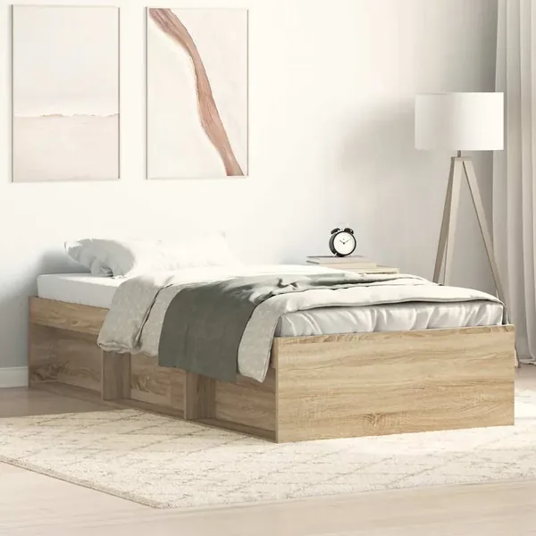 Cadre de lit sans matelas chêne sonoma 75x190 cm