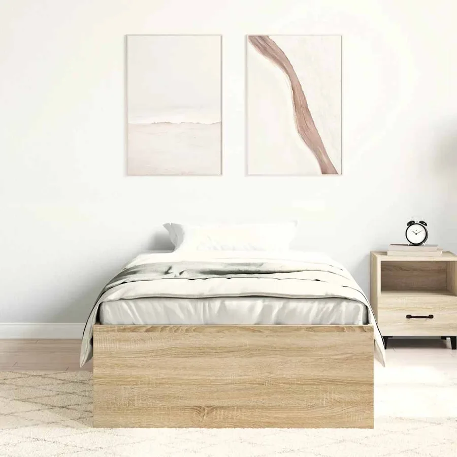 Cadre de lit sans matelas chêne sonoma 75x190 cm - 4
