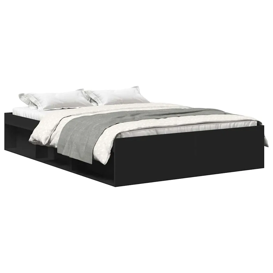 Cadre de lit sans matelas noir 120x200 cm - 2