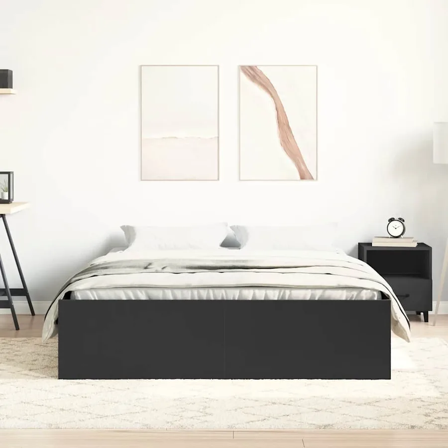 Cadre de lit sans matelas noir 120x200 cm - 3