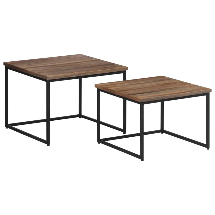 Tables basses gigognes 2 pcs bois massif de teck - 10