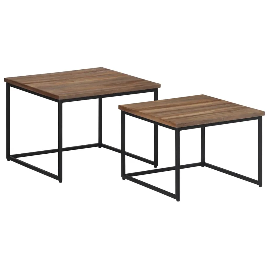 Tables basses gigognes 2 pcs bois massif de teck - 11
