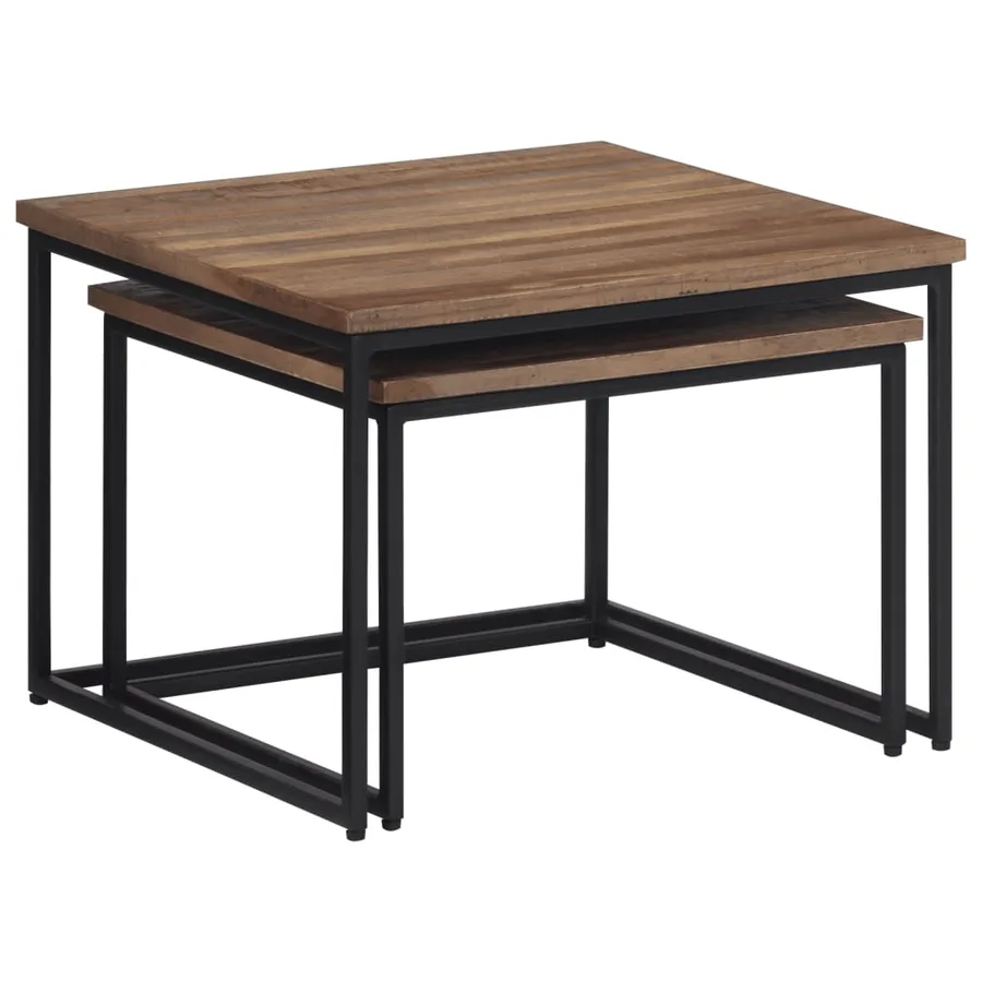 Tables basses gigognes 2 pcs bois massif de teck - 2