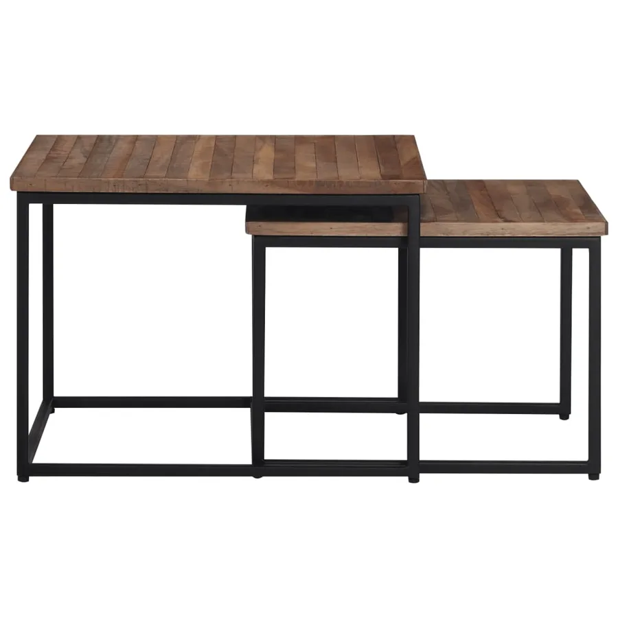 Tables basses gigognes 2 pcs bois massif de teck - 4
