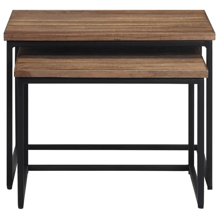 Tables basses gigognes 2 pcs bois massif de teck - 5