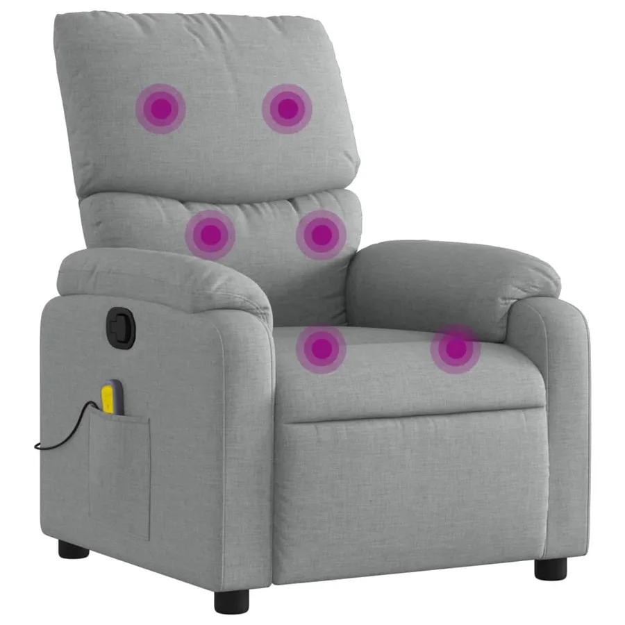 Fauteuil de massage inclinable gris clair tissu - 2