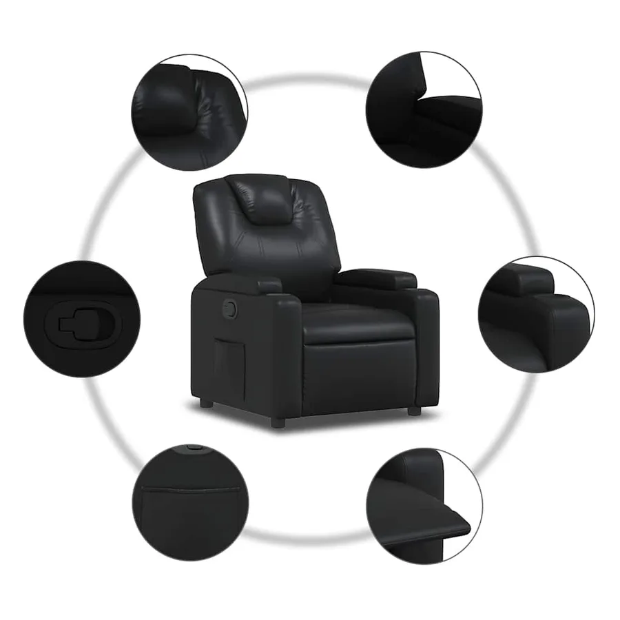 Fauteuil inclinable en similicuir noir - 8