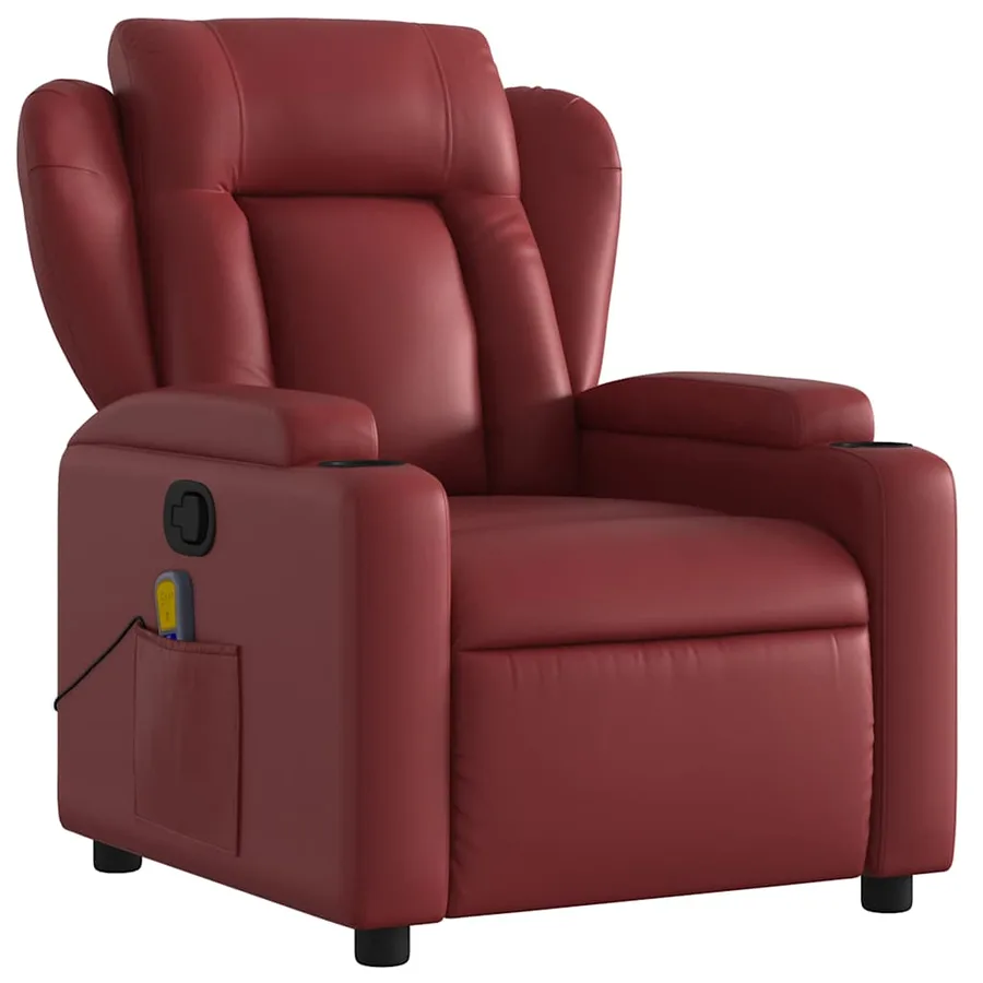 Fauteuil de massage inclinable Rouge bordeaux Similicuir - 3