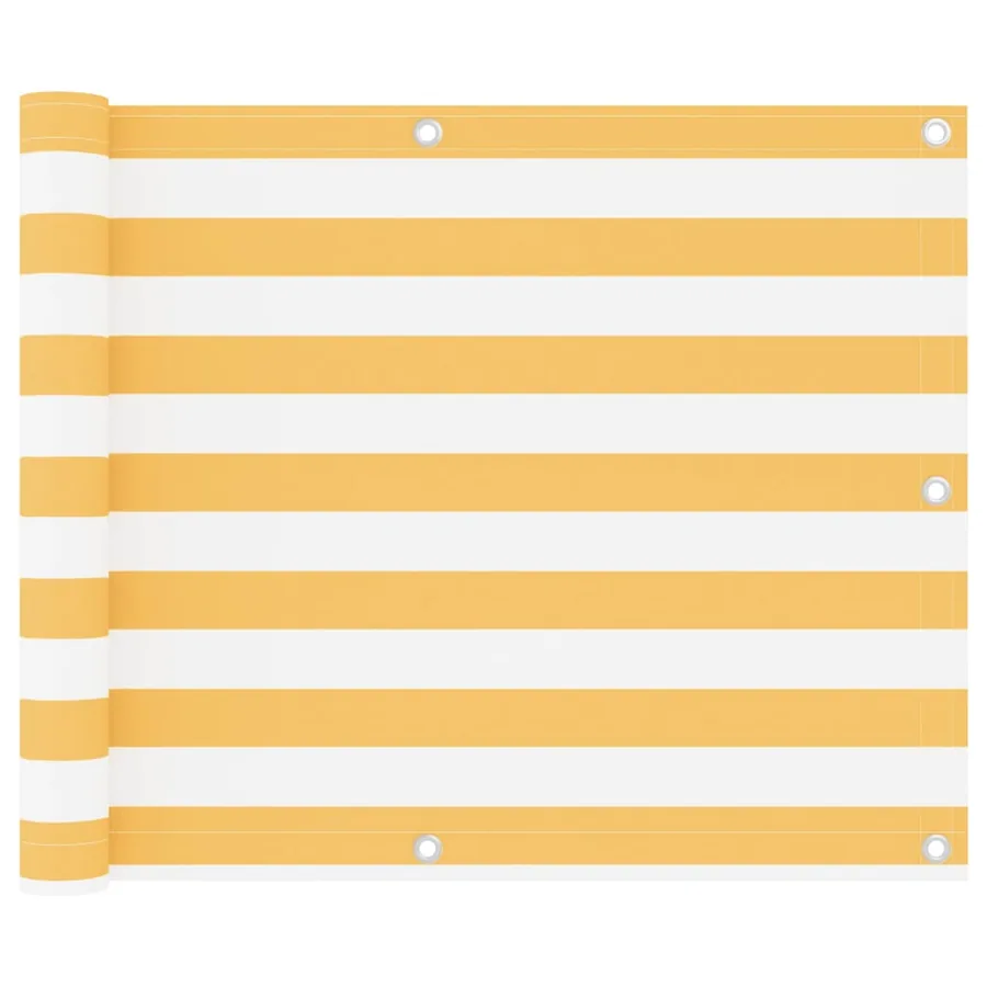 Écran de balcon Blanc et jaune 75x400 cm Tissu Oxford