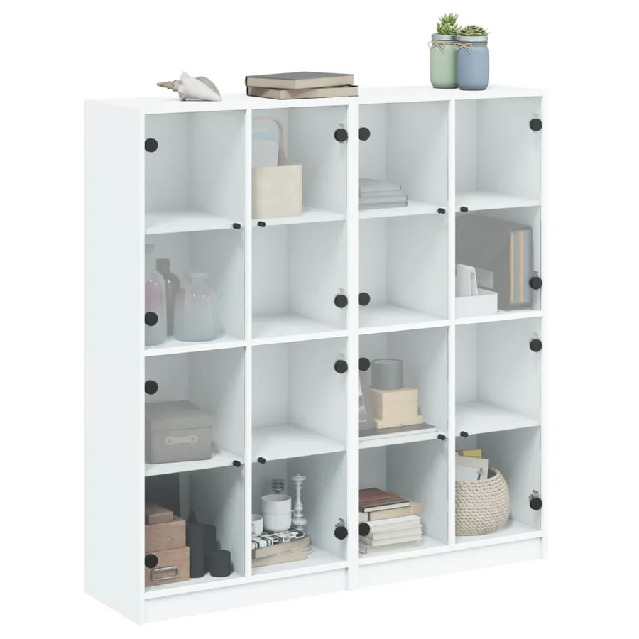 Bibliothèque avec portes blanc 136x37x142 cm bois d'ingénierie - 5