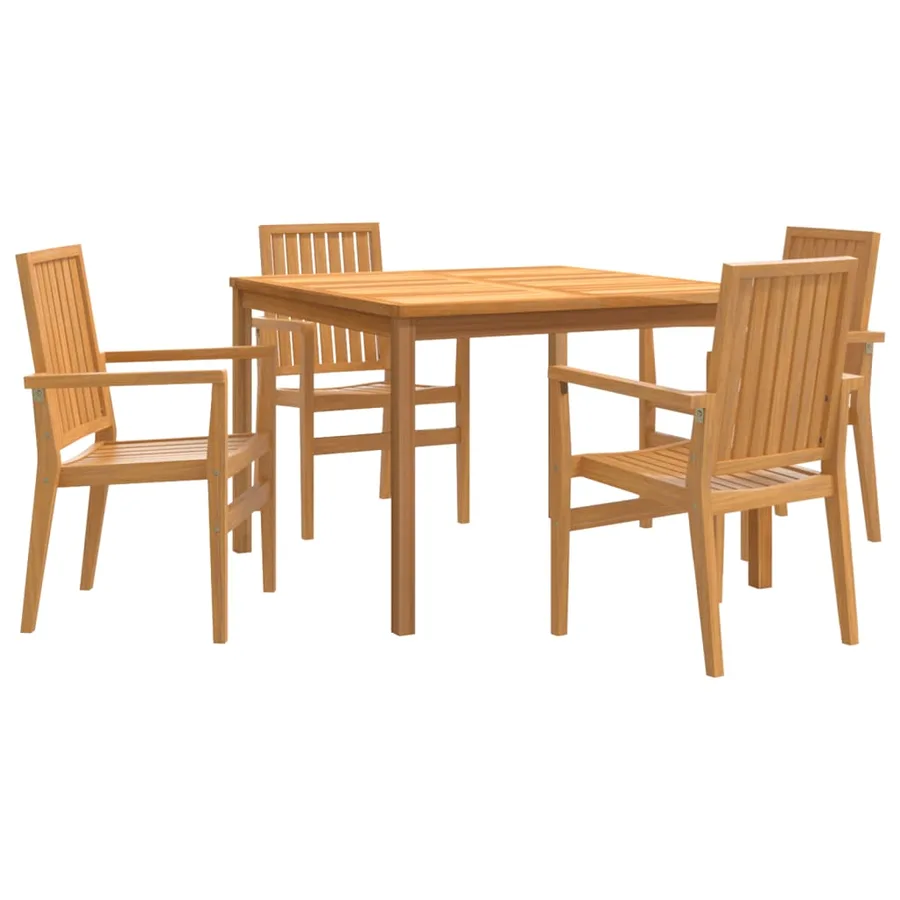 Ensemble à manger de jardin 5pcs Bois de teck massif - 2