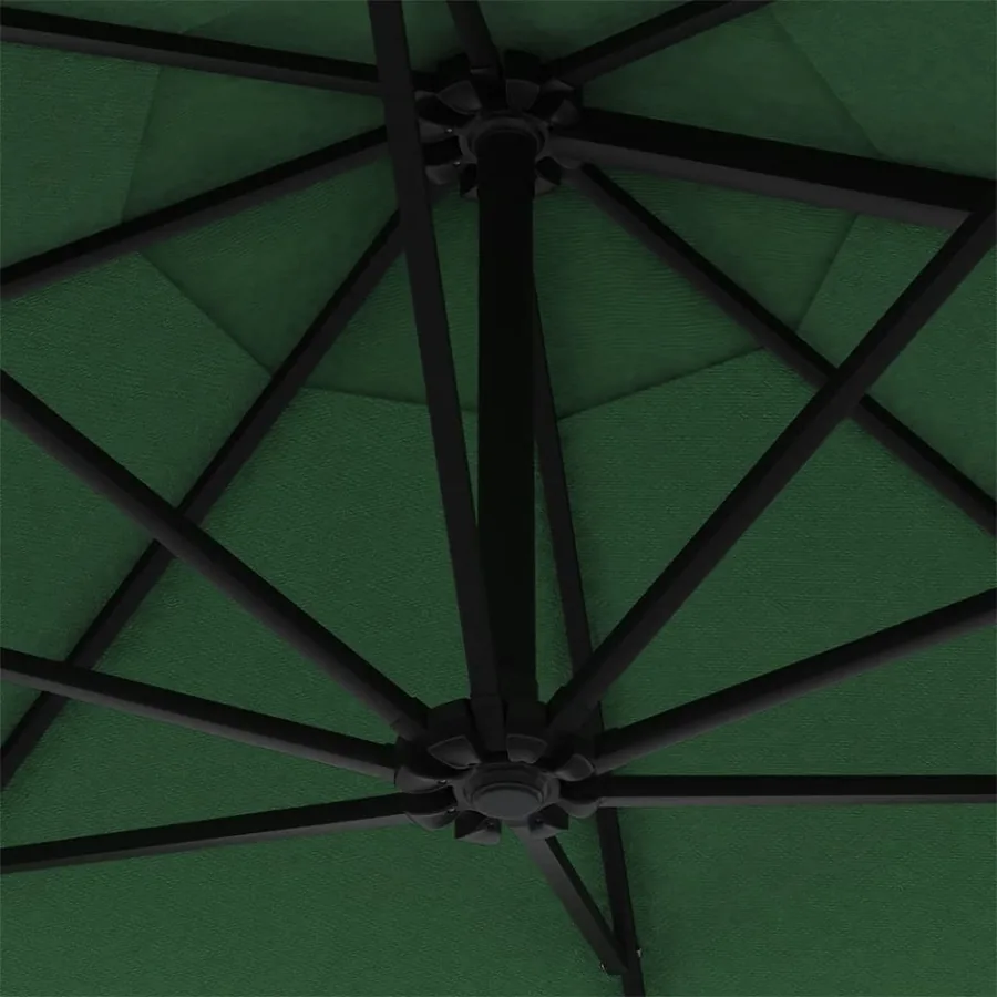 Parasol mural avec mât métallique 300 cm Vert - 7