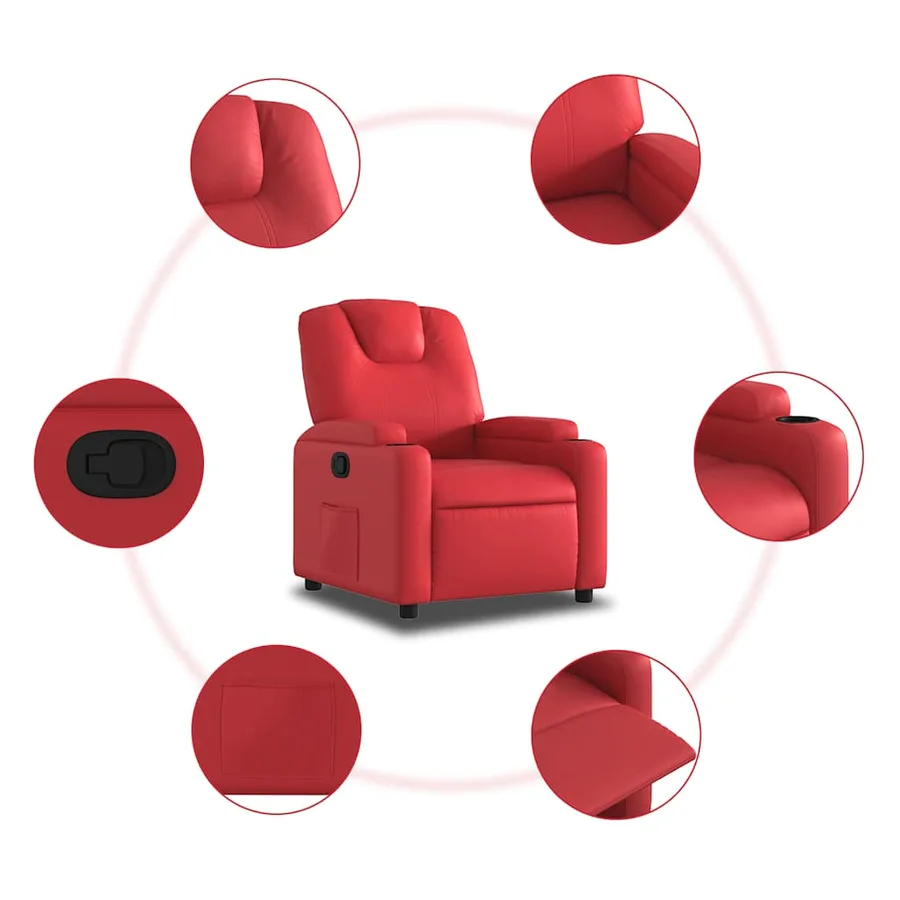 Fauteuil inclinable Rouge Similicuir - 7