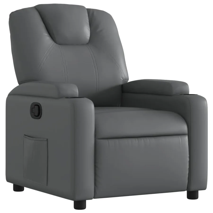 Fauteuil inclinable gris similicuir - 2