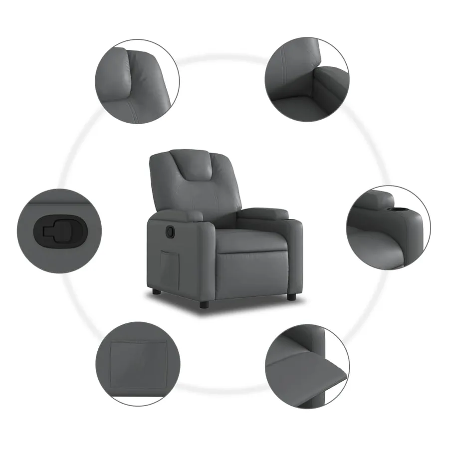 Fauteuil inclinable gris similicuir - 5