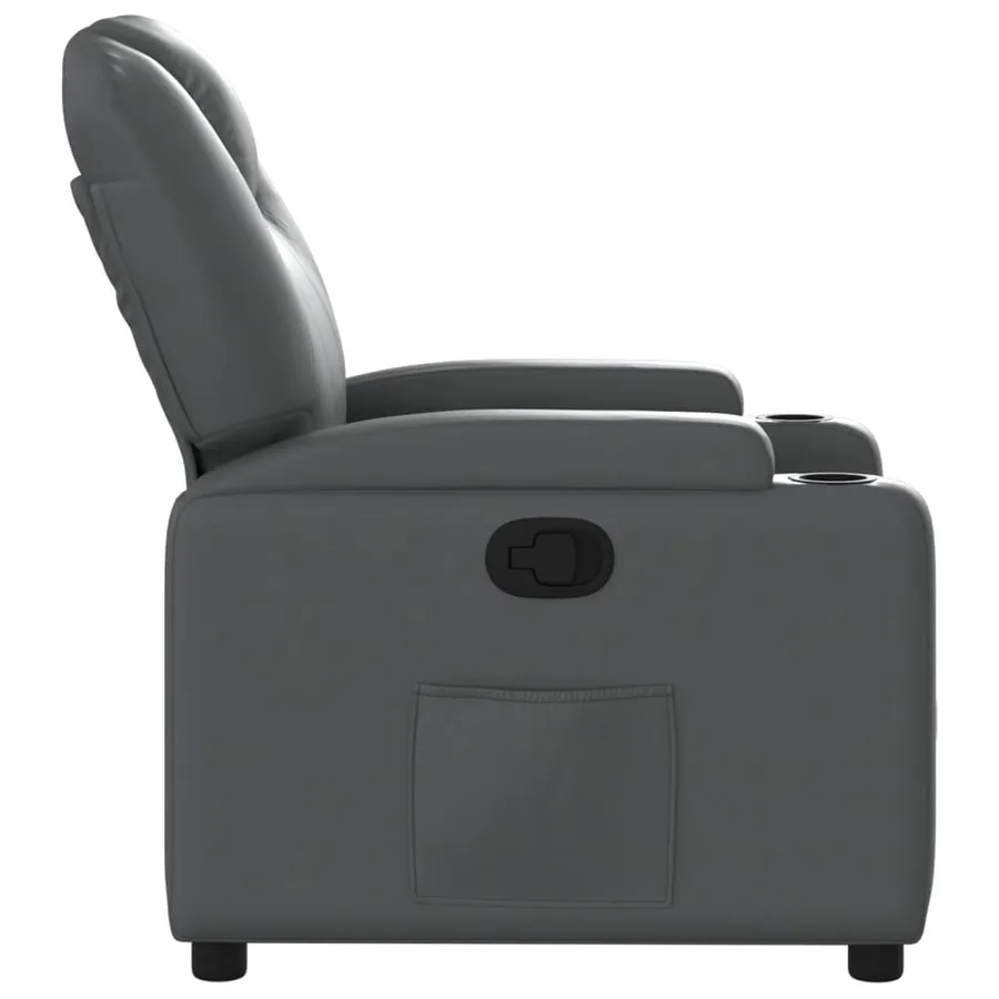 Fauteuil inclinable gris similicuir - 7