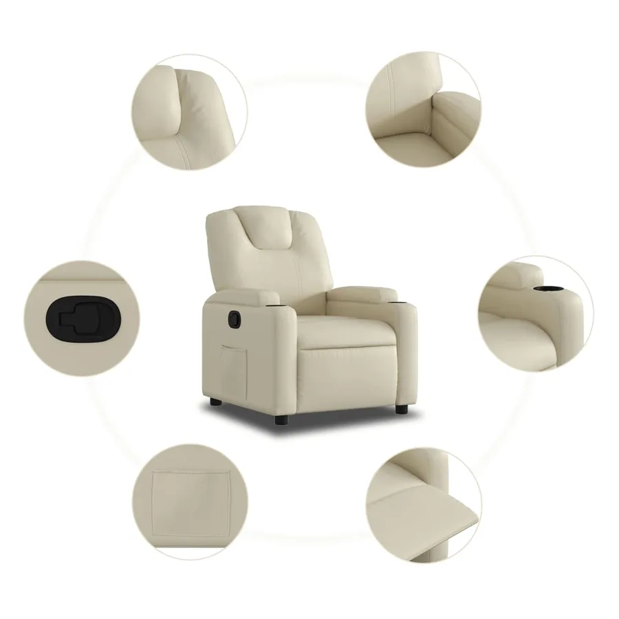 Fauteuil inclinable en similicuir crème - 5