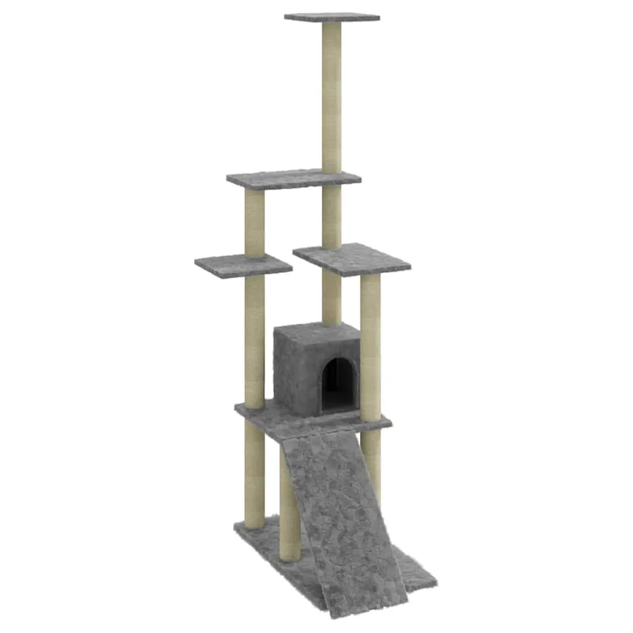 Arbre à chat avec griffoirs en sisal Gris clair 155 cm - 2