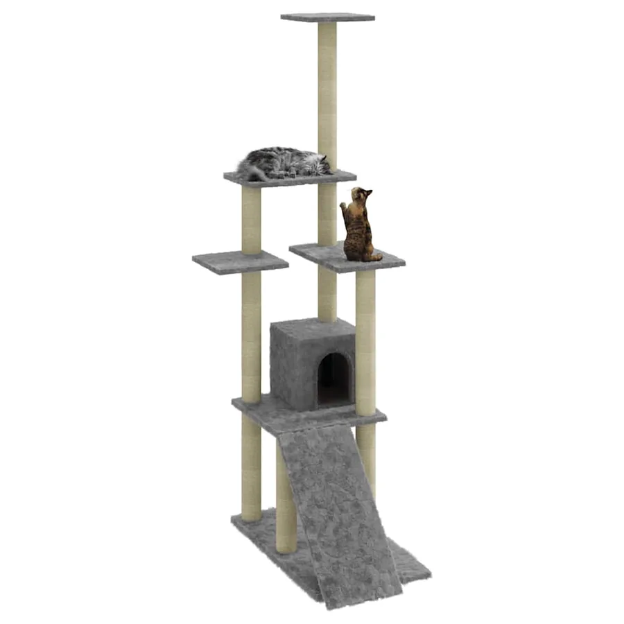 Arbre à chat avec griffoirs en sisal Gris clair 155 cm - 3