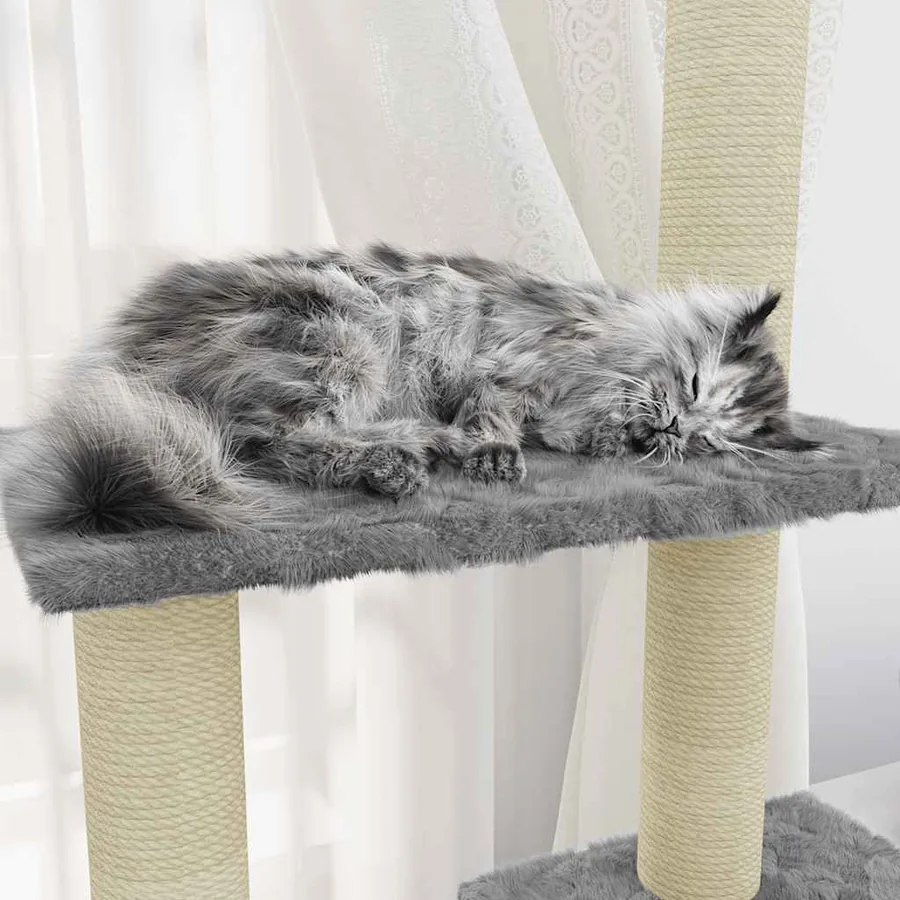 Arbre à chat avec griffoirs en sisal Gris clair 155 cm - 4