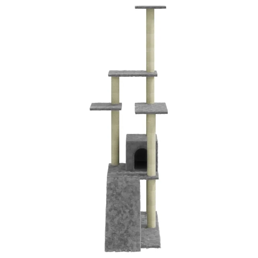 Arbre à chat avec griffoirs en sisal Gris clair 155 cm - 5