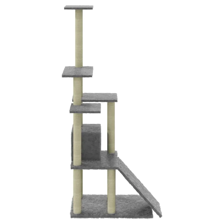 Arbre à chat avec griffoirs en sisal Gris clair 155 cm - 6