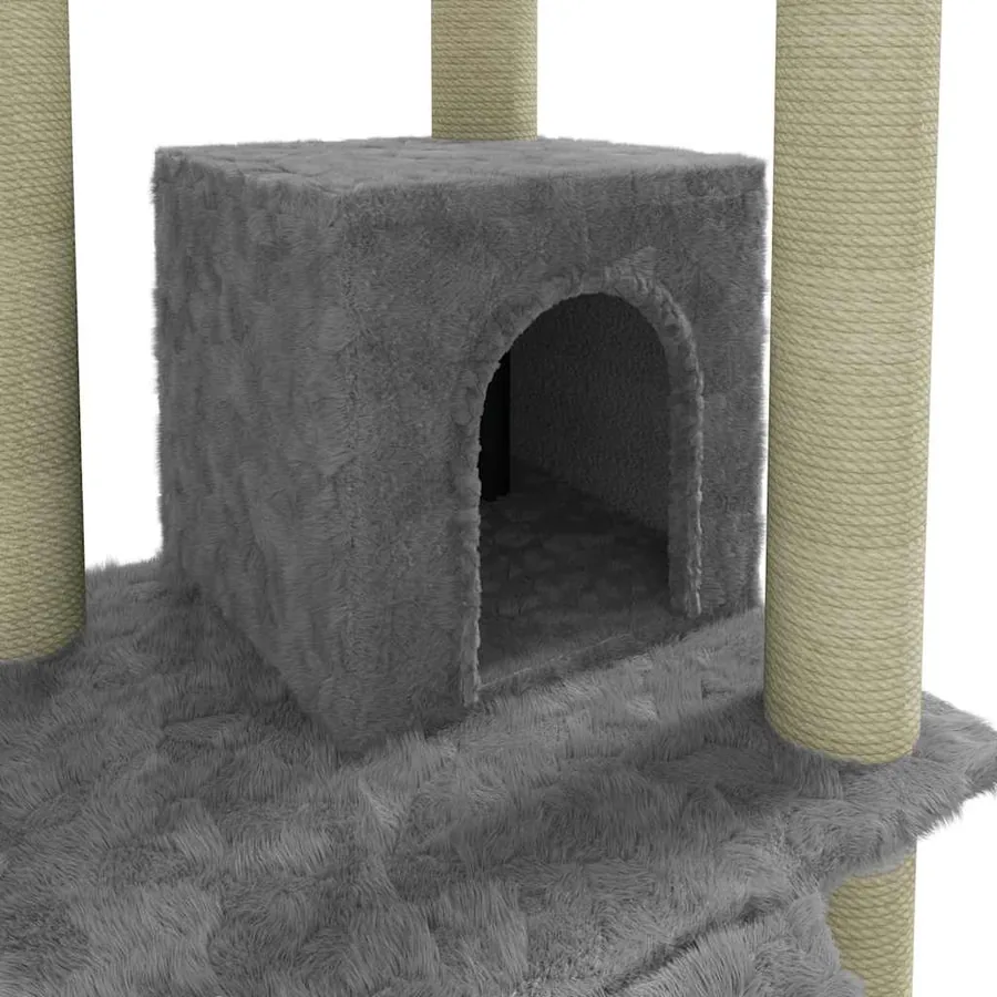Arbre à chat avec griffoirs en sisal Gris clair 155 cm - 7