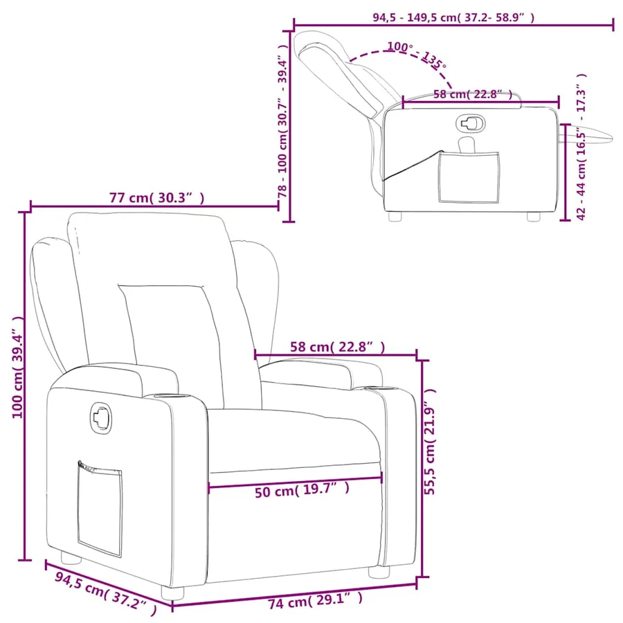 Fauteuil inclinable en similicuir noir - 11