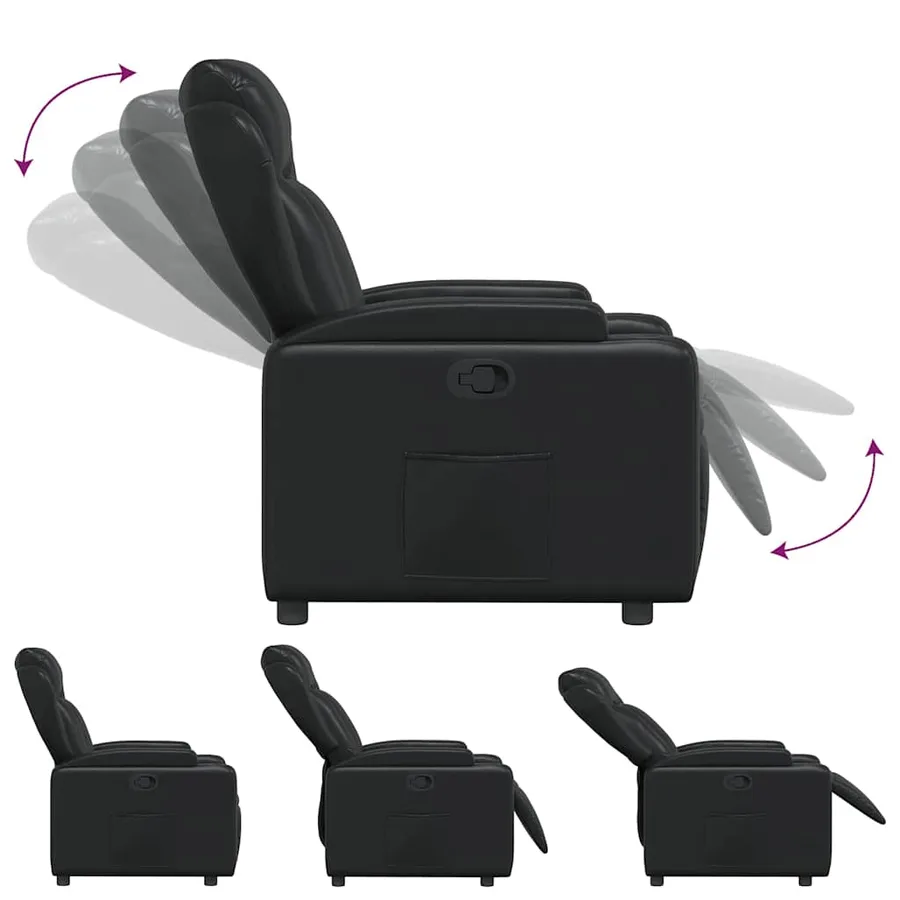 Fauteuil inclinable en similicuir noir - 6