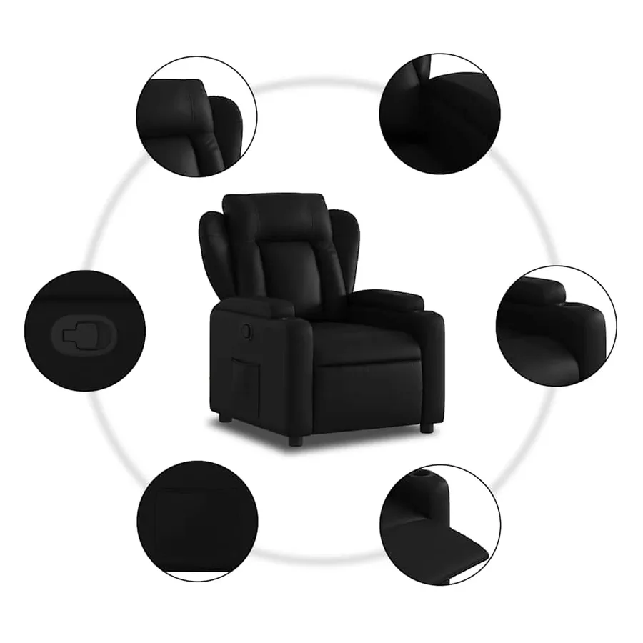 Fauteuil inclinable en similicuir noir - 7