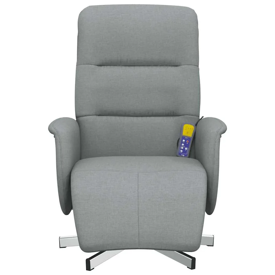 Fauteuil inclinable de massage et repose-pieds gris clair tissu - 4