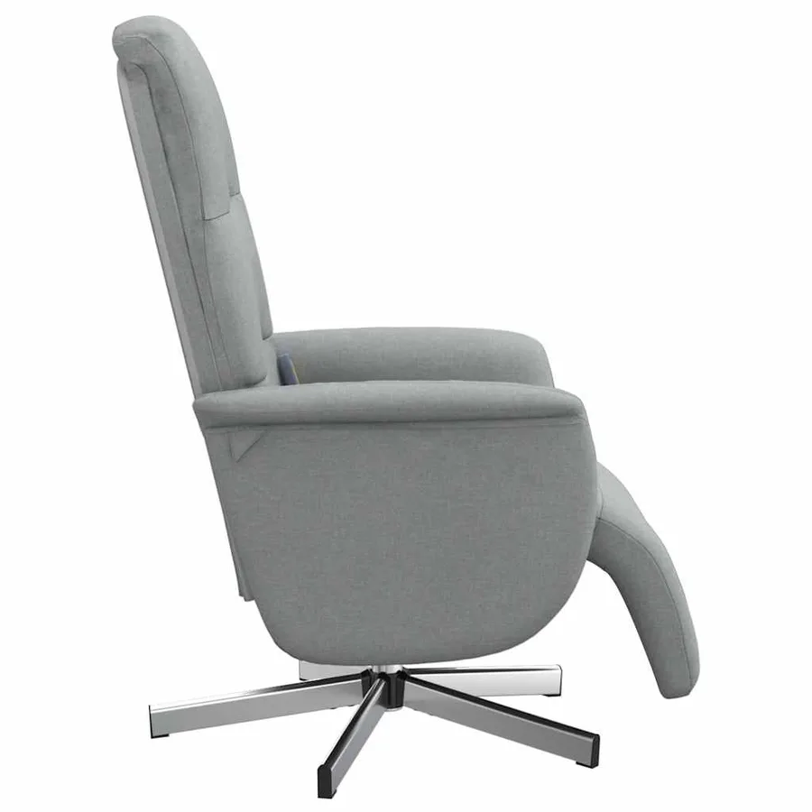 Fauteuil inclinable de massage et repose-pieds gris clair tissu - 5