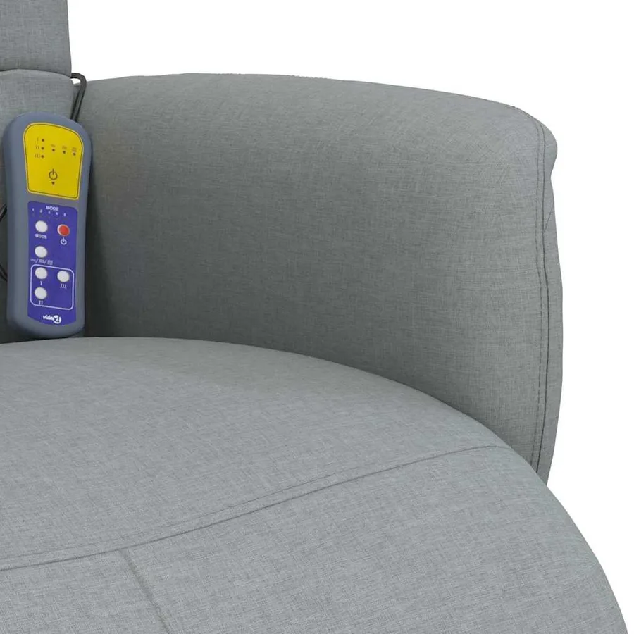 Fauteuil inclinable de massage et repose-pieds gris clair tissu - 8