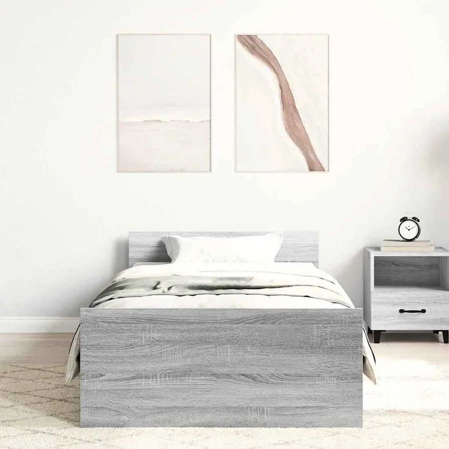 Cadre de lit sans matelas sonoma gris 100x200 cm - 4