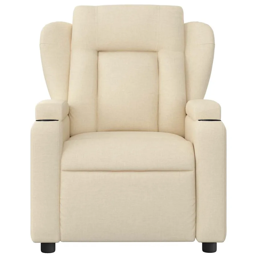 Fauteuil inclinable de massage crème tissu - 7