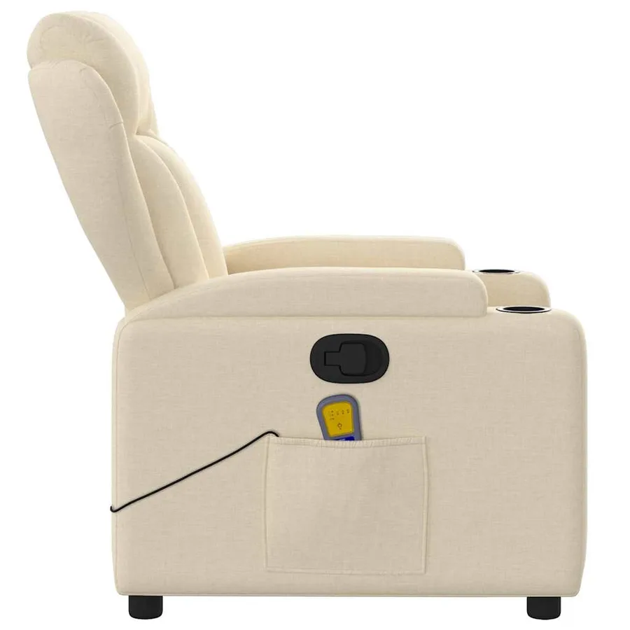 Fauteuil inclinable de massage crème tissu - 8