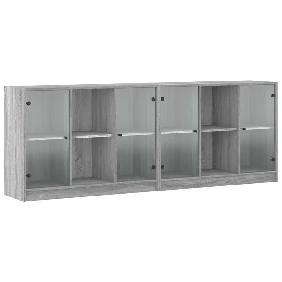 Bibliothèque avec portes sonoma gris 204x37x75 cm - 2