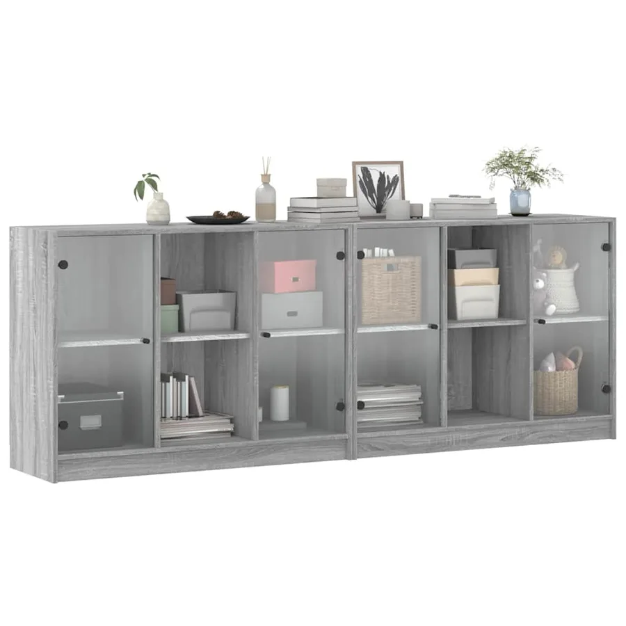 Bibliothèque avec portes sonoma gris 204x37x75 cm - 5