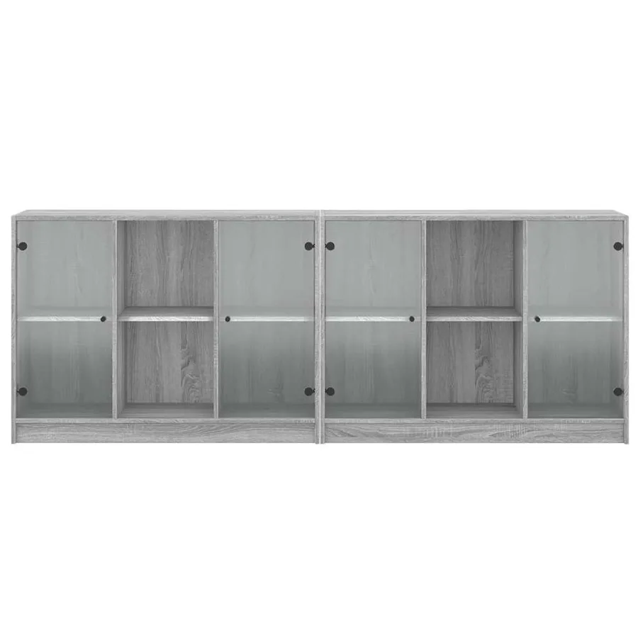 Bibliothèque avec portes sonoma gris 204x37x75 cm - 6