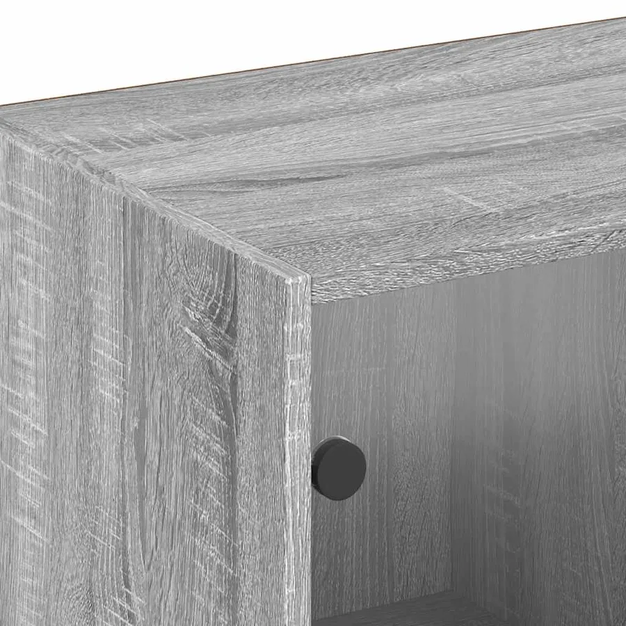Bibliothèque avec portes sonoma gris 204x37x75 cm - 9